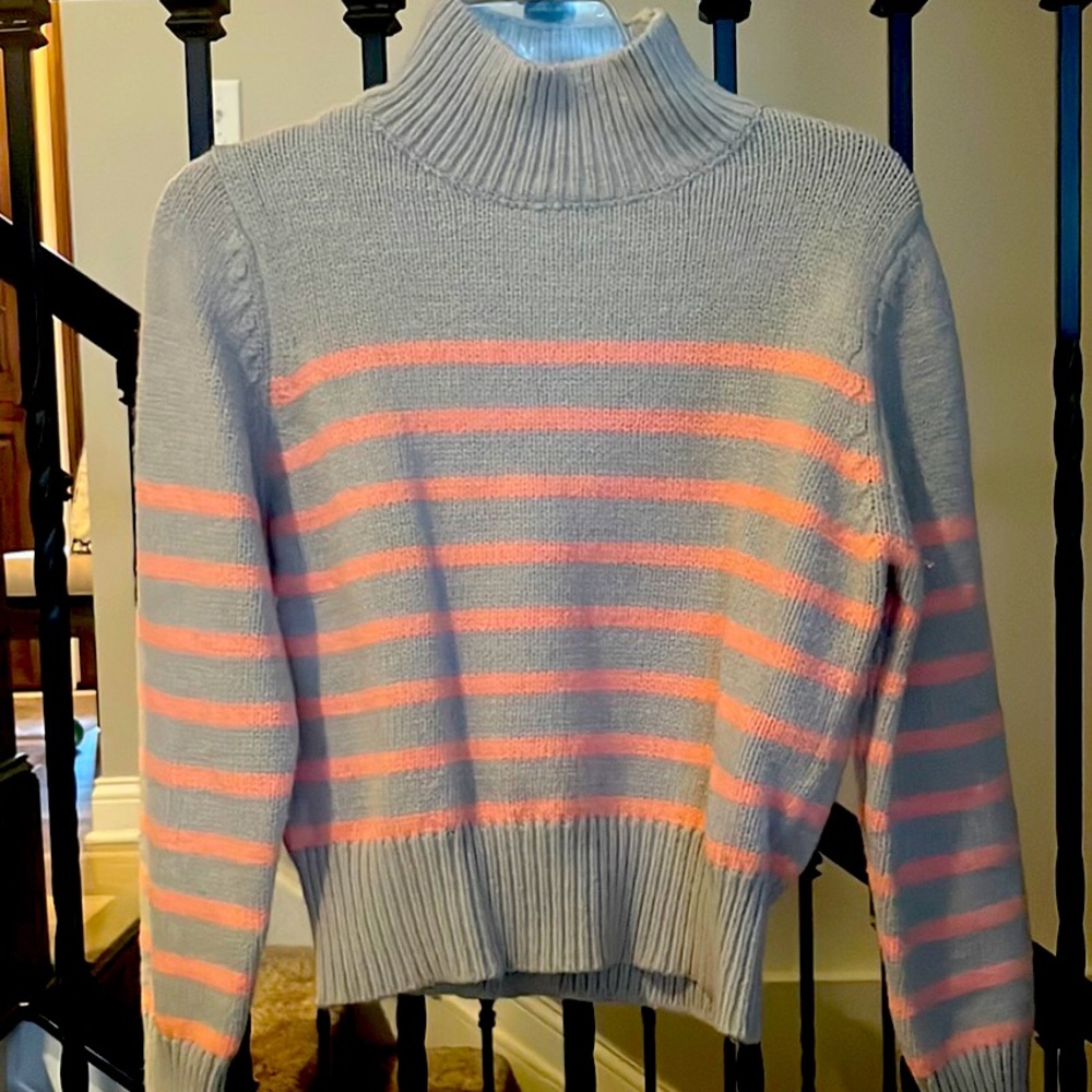 Midi Striped Turtleneck Knit Sweater
